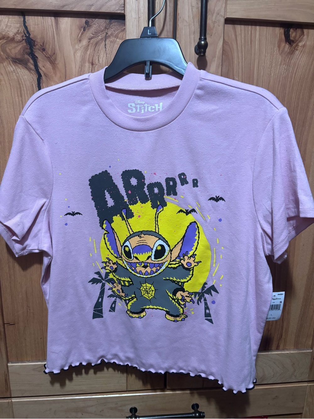 Purple Stitch Graphic Cropped Tee